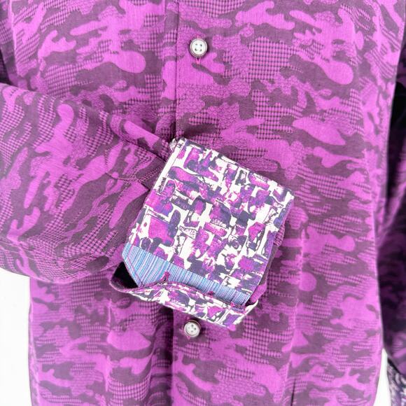 Robert Graham Woven Button Front Long Sleeve Shirt Glory Days Dark Purple  M - Picture 5 of 9
